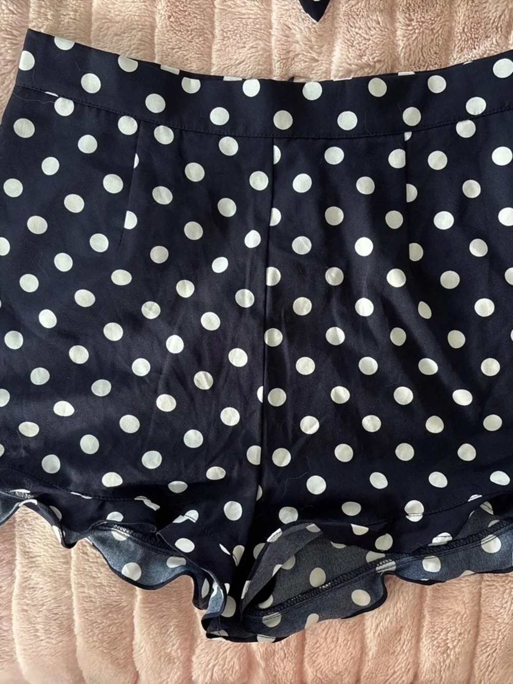 Fashion Nova Navy & White Polka Dot Two-Piece Set